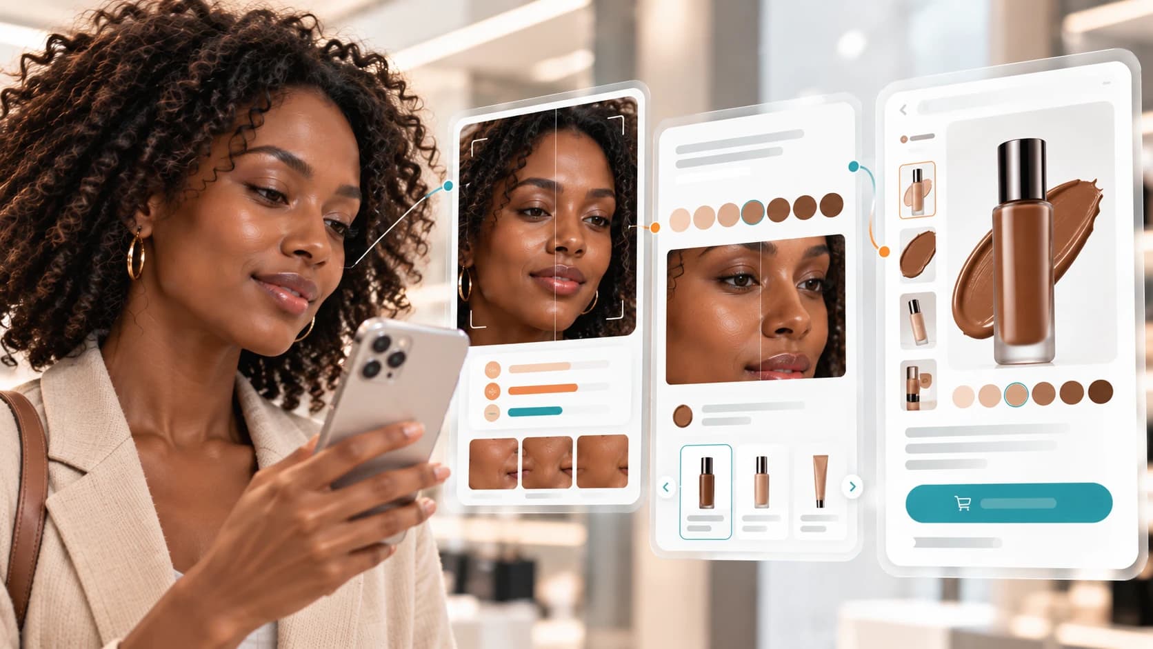 AI Foundation Finder — skin tone and undertone analysis matching every consumer to her exact foundation shade, online and in-store.