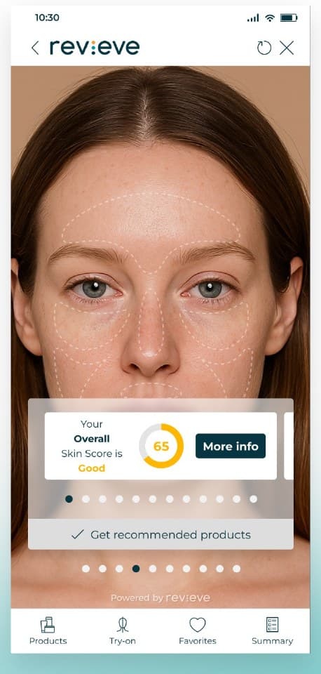 Step two: skin concerns mapped onto the user's face in real time via LiveAR.