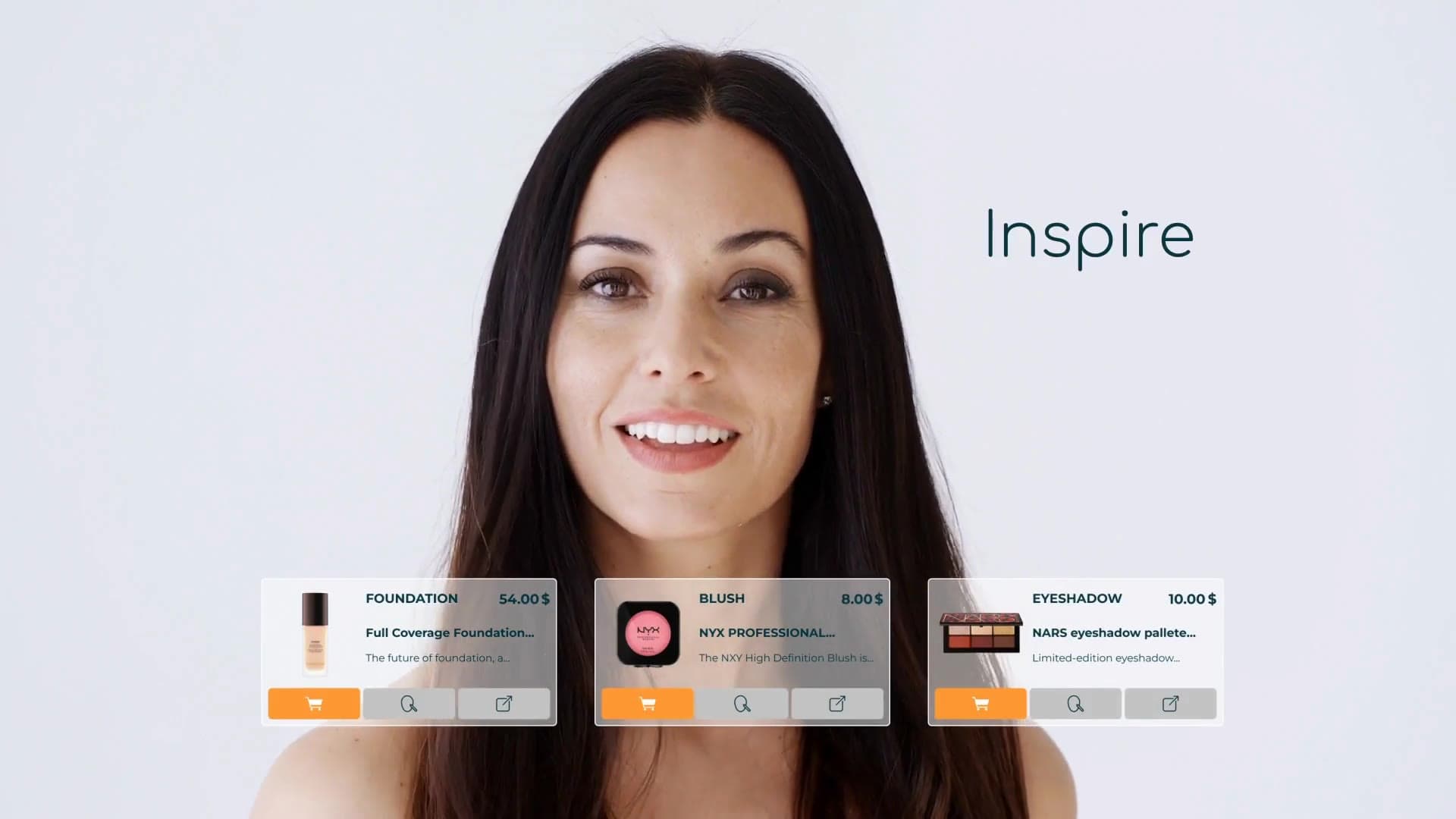 Revieve AI Makeup Artist rendering a virtual look on a consumer's face in real time.