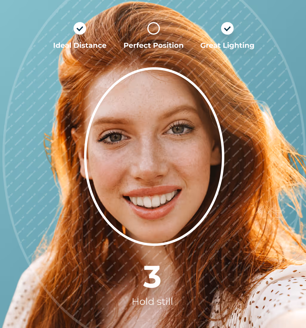 A person taking a skincare selfie to begin a personalized, brand-aligned skin analysis.