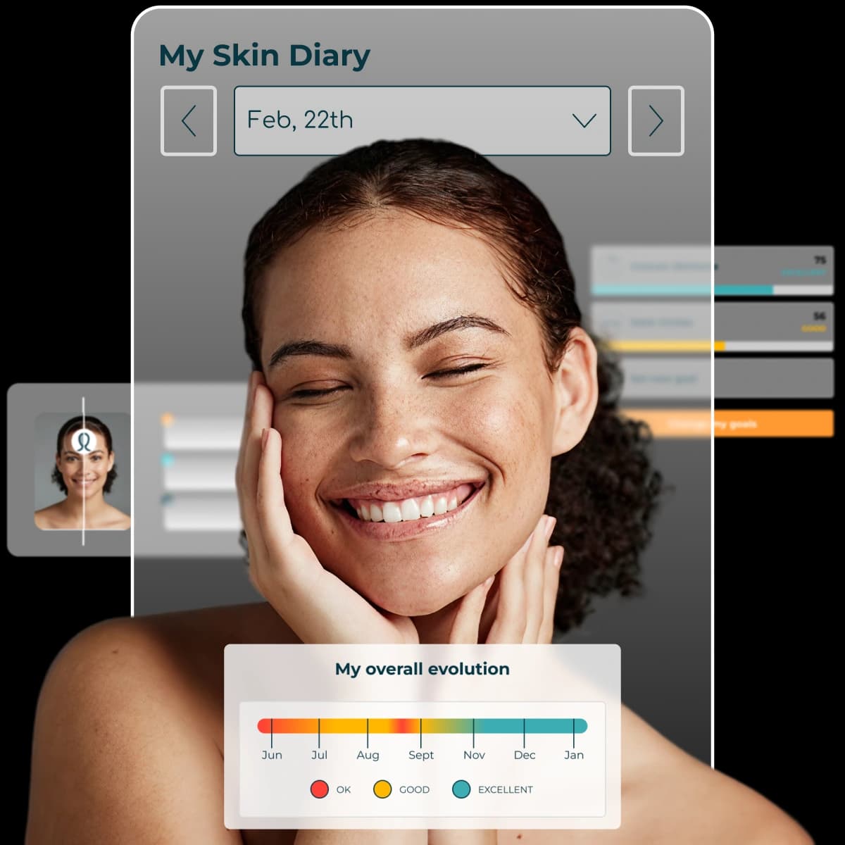 AI Skin Advisor Pro — a personal beauty profile with goals, preferences and visible progress over time.