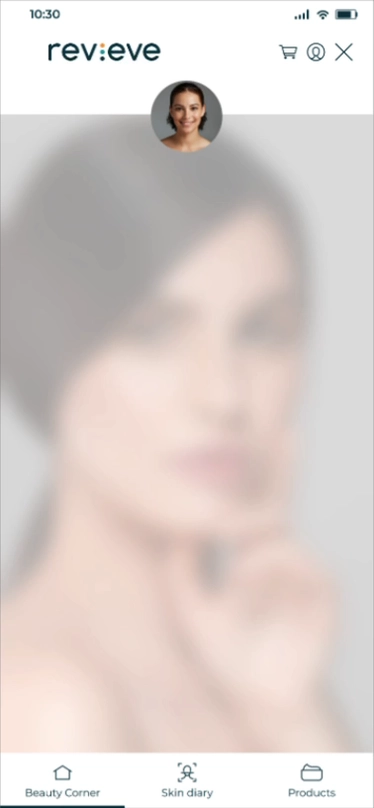 Revieve Skin Advisor Pro beauty-profile screen giving an overview of the user's skin evolution and routine.