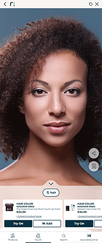 Trying on a hair color virtually in real time.