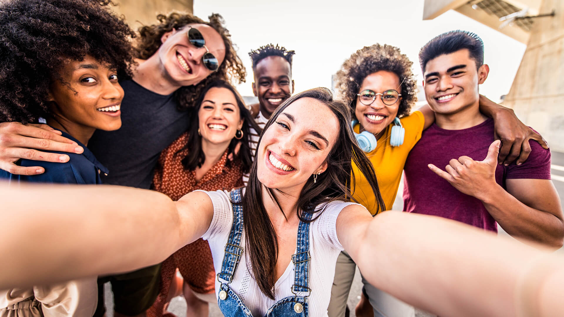 multicultural happy friends